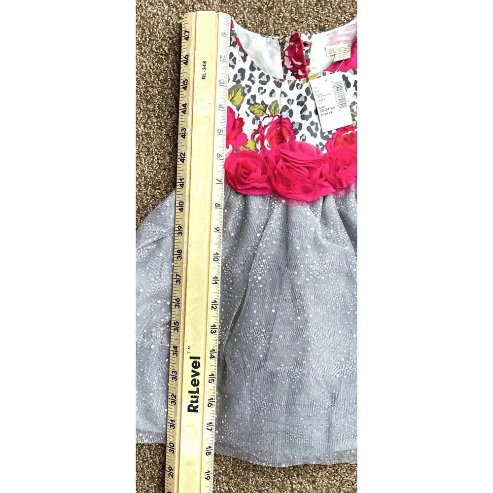 Childrens Place Dress 18/24 mths Tulle Animal Print Silver Pink Rose - Picture 7 of 7